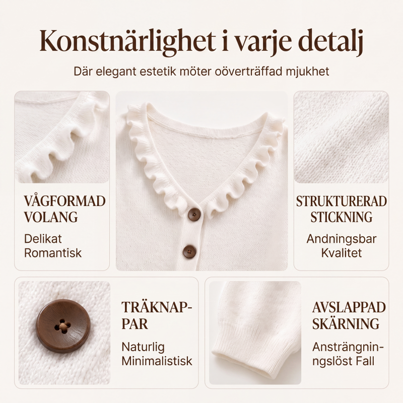 Kvinnors stickad kofta med volangkrage