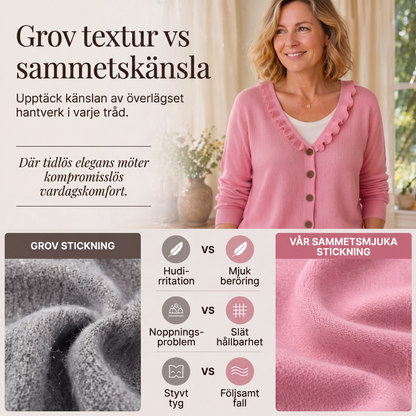 Kvinnors stickad kofta med volangkrage