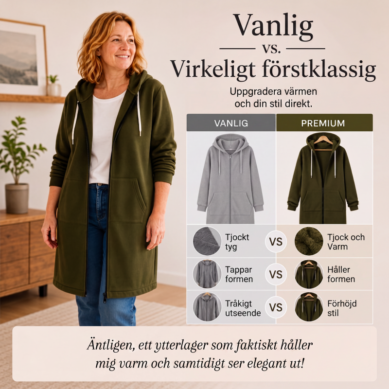 🔥✨Fleece-tröja med huva och dragkedja för kvinnor