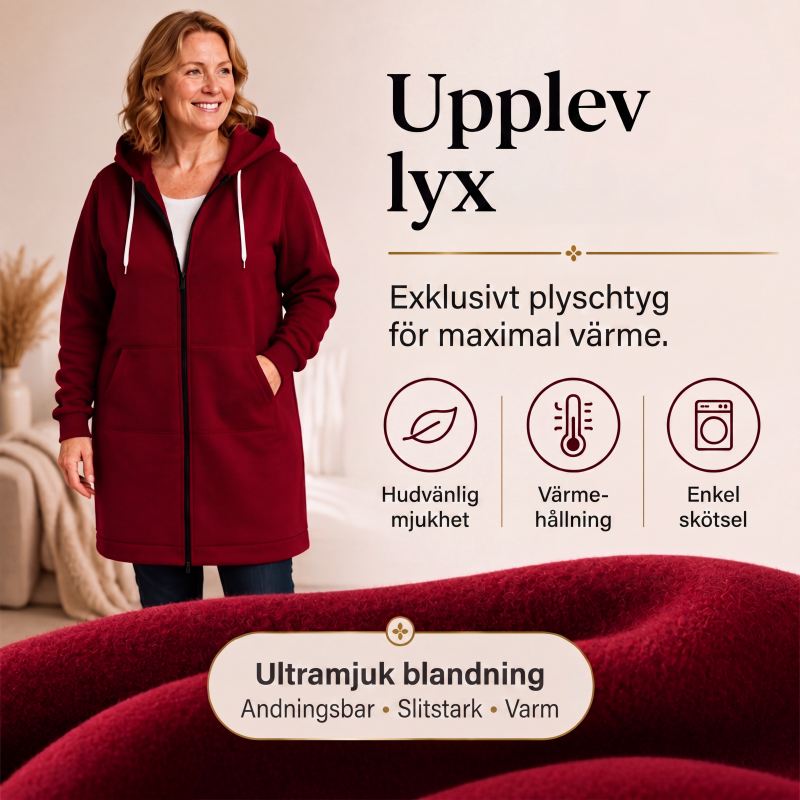 🔥✨Fleece-tröja med huva och dragkedja för kvinnor
