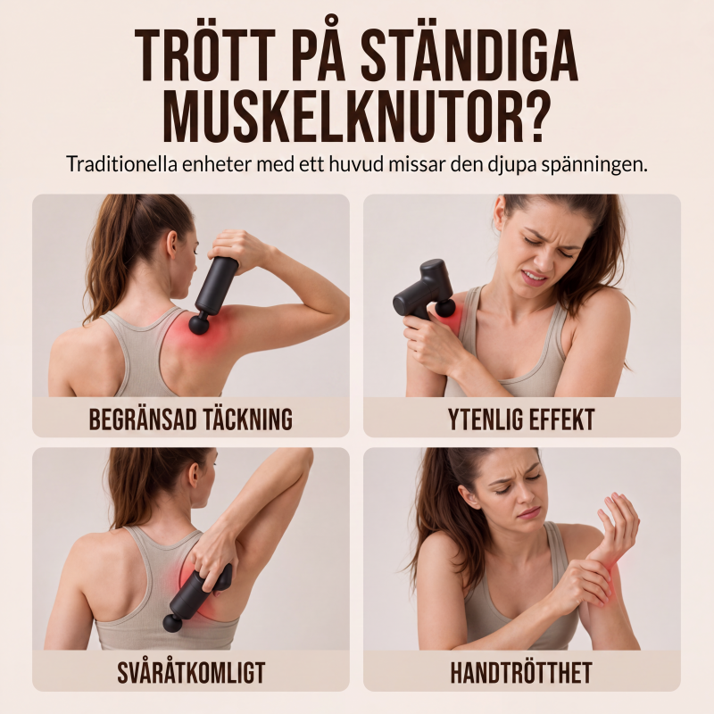 Massagepistol med flera huvuden för djupgående bindvävsmassage