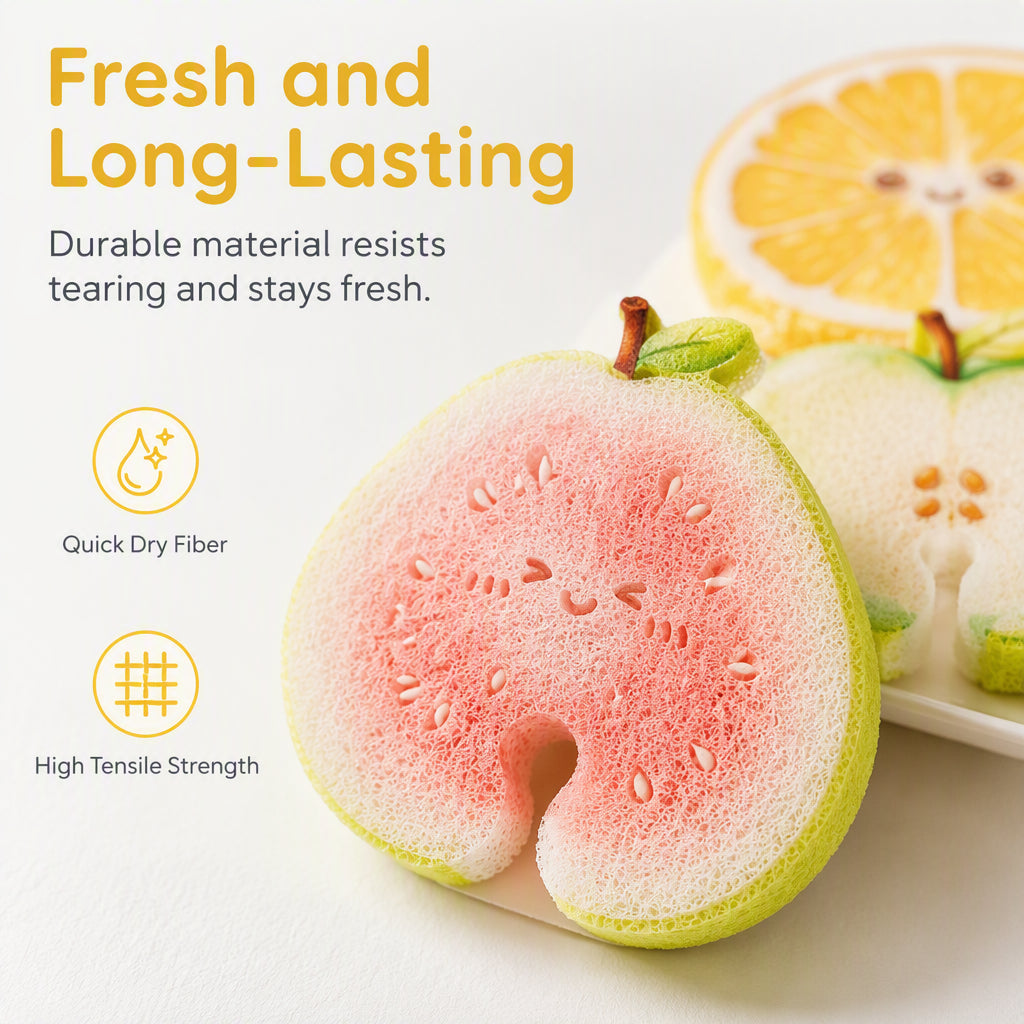 🔥🍓 KÖP 1 – FÅ 2 GRATIS! 🧽 Söt Fruktformad Disksvamp – Effektiv Rengöring & Rolig Design för Köket 🍋✨