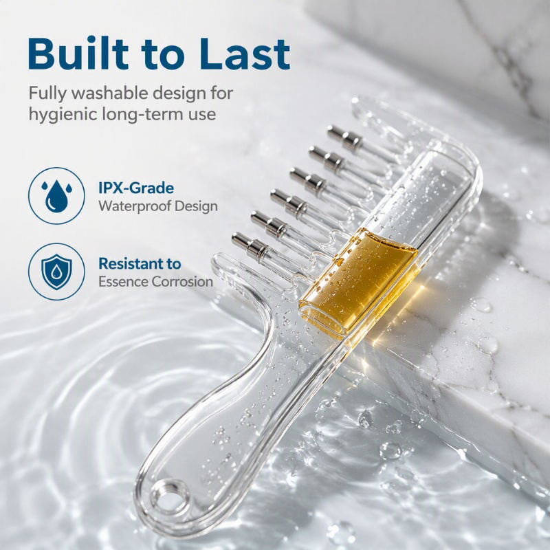 💇‍♀️ 50% RABATT NU! Transparent Hair Oil Applicator Comb – precisions-rotleverans, rullande stålkulor & ergonomisk design – perfekt för jämn håroljeapplicering och hårbottenmassage ✨
