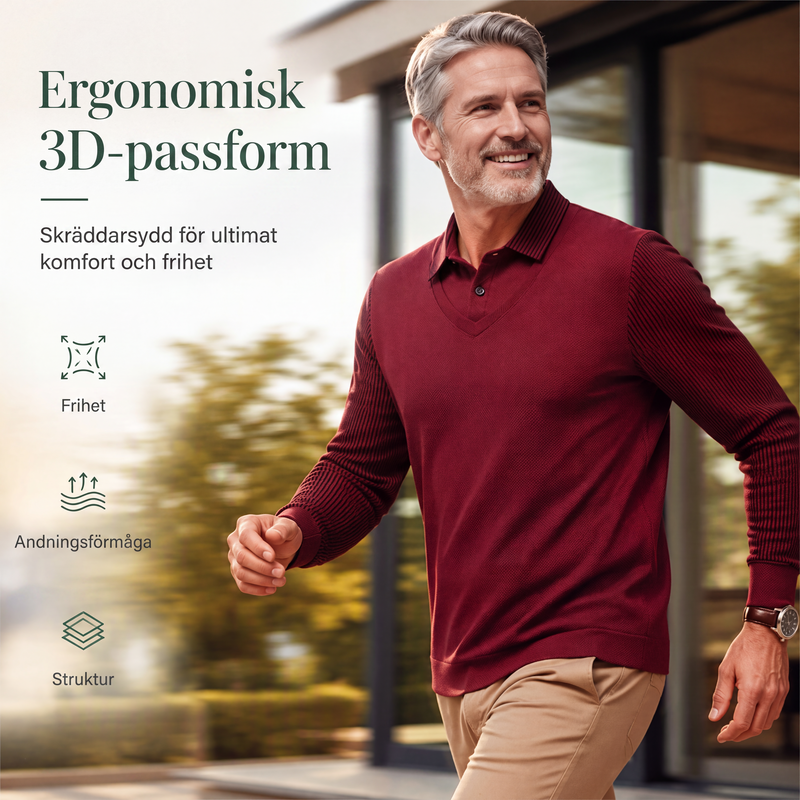 Herrtopp i falsk tvådelad design med långa ärmar
