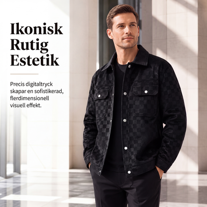 🍂Nya höstnyheter|Jacka i konstläder med schackmönster för män