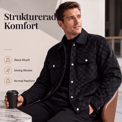 🍂Nya höstnyheter|Jacka i konstläder med schackmönster för män