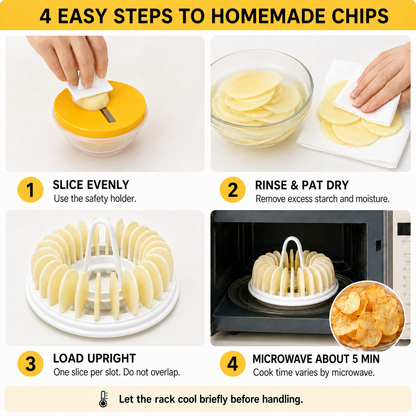 🥔 50% RABATT NU! 🍟 DIY-maskin för potatischips till mikrovågsugn – med potatisskärare, oljefria, krispiga & hälsosamma hemmagjorda snacks 🥗✨