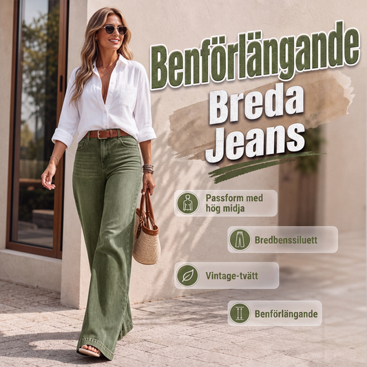 👖 Vintage högmidjade bredbenta jeans – benförlängande, bekväm passform, enkel att styla dag som kväll. ✨