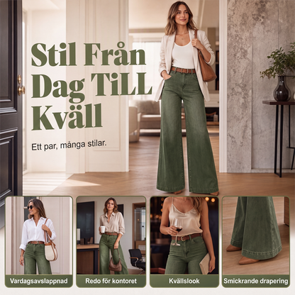 👖 Vintage högmidjade bredbenta jeans – benförlängande, bekväm passform, enkel att styla dag som kväll. ✨