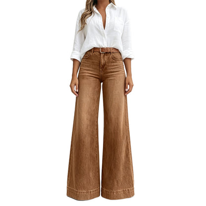 👖 Vintage högmidjade bredbenta jeans – benförlängande, bekväm passform, enkel att styla dag som kväll. ✨