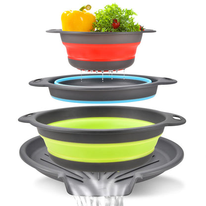 🧺 50 % RABATT NU! 🍽️ 3-delat hopfällbart durkslagsset – med avrinningsbas, platsbesparande & mångsidigt – perfekt för köket 🏠