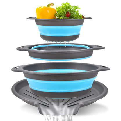 🧺 50 % RABATT NU! 🍽️ 3-delat hopfällbart durkslagsset – med avrinningsbas, platsbesparande & mångsidigt – perfekt för köket 🏠