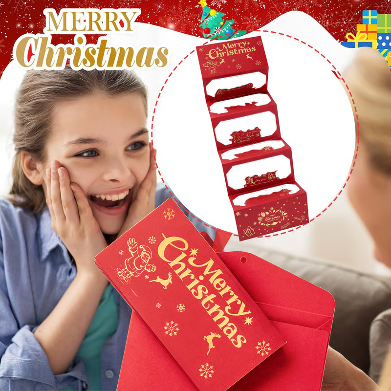 💶🎅 Julkuvert för pengagåva – Kreativt, vikbart kuvert; perfekt för hemgjorda julgåvor i form av pengar; passar män, kvinnor, barn och föräldrar✨