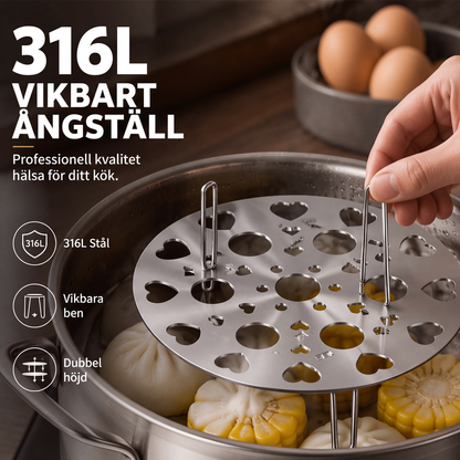 Hopfällbart äggångställ i rostfritt stål för kastruller
