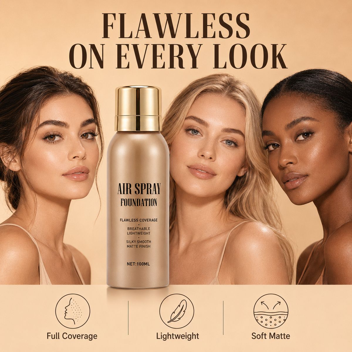 💄 50 % RABATT! Täck ärr, tatueringar och ojämn hudton – vattenfast air-spray foundation med matt och naturlig finish