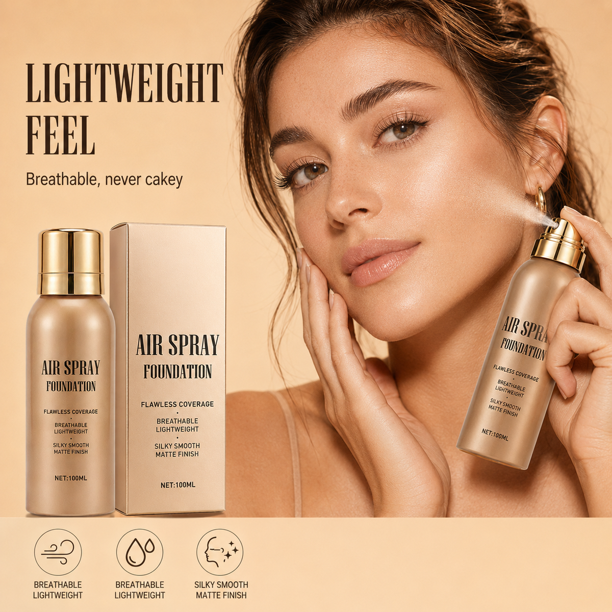💄 50 % RABATT! Täck ärr, tatueringar och ojämn hudton – vattenfast air-spray foundation med matt och naturlig finish