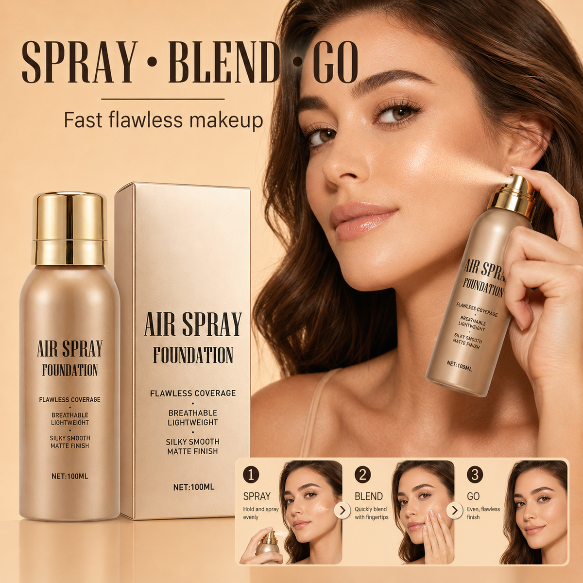 💄 50 % RABATT! Täck ärr, tatueringar och ojämn hudton – vattenfast air-spray foundation med matt och naturlig finish