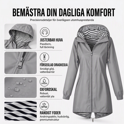⏳ Het erbjudande! |Damernas Vattentäta Regnjacka – Lätt & Elegant Huvtröja för Utomhusbruk