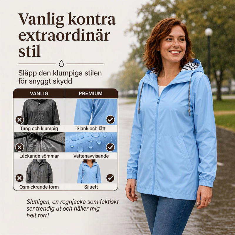 ⏳ Het erbjudande! |Damernas Vattentäta Regnjacka – Lätt & Elegant Huvtröja för Utomhusbruk
