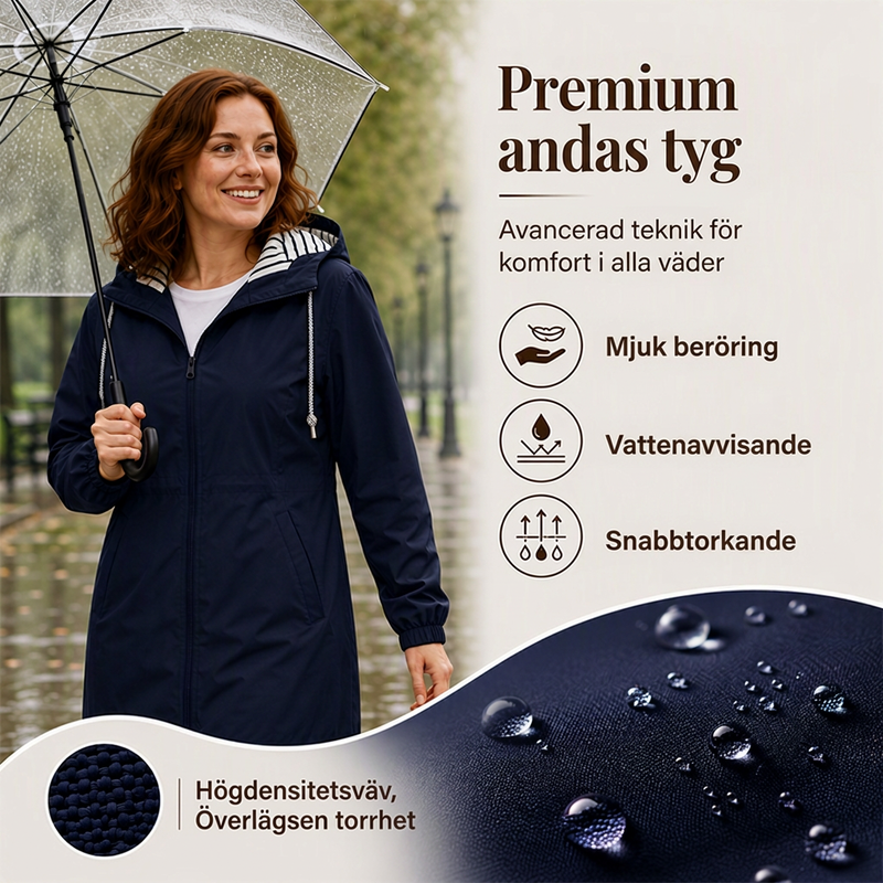 ⏳ Het erbjudande! |Damernas Vattentäta Regnjacka – Lätt & Elegant Huvtröja för Utomhusbruk
