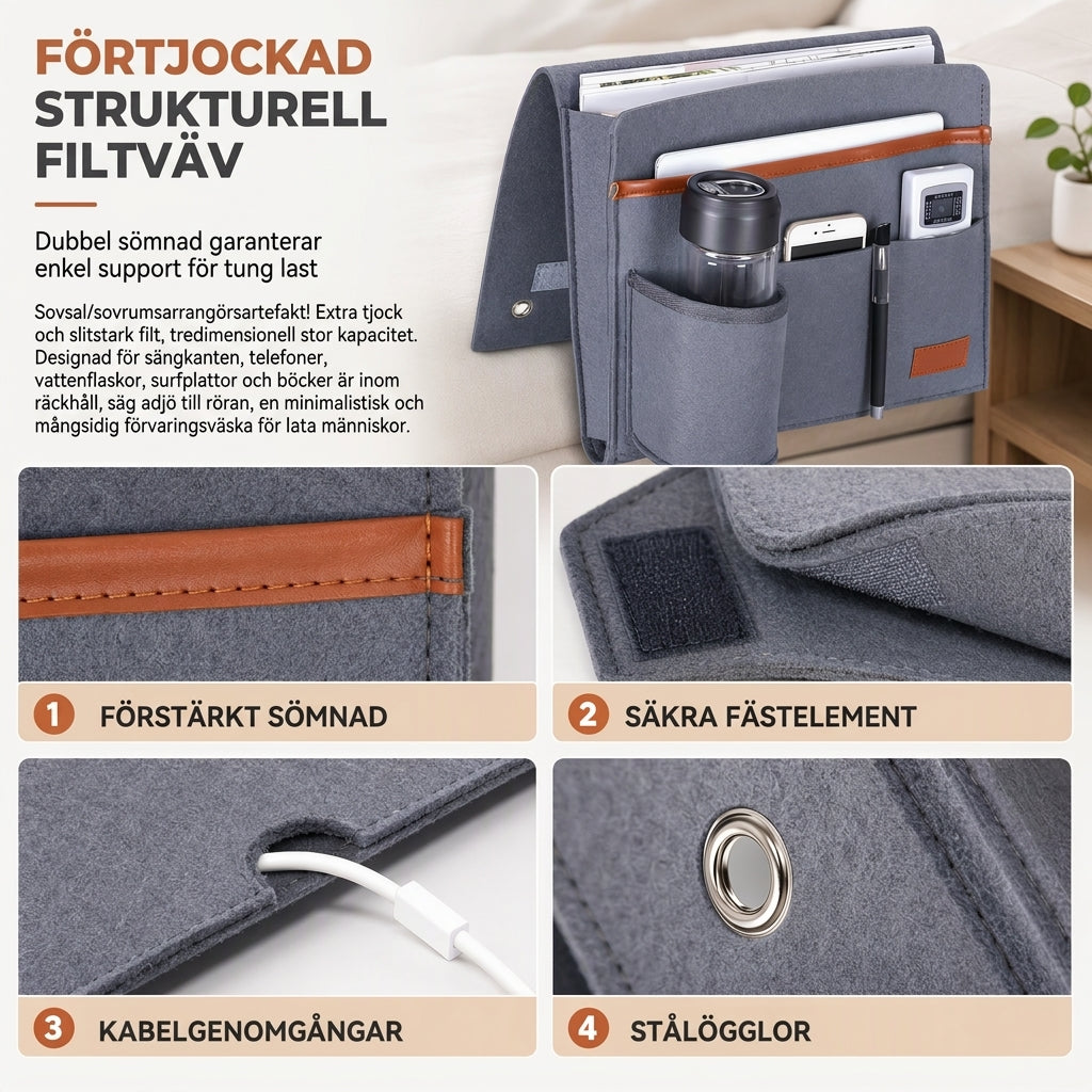 📢📢40 % RABATT !! ⏰Minimalistisk förvaringsficka i filt att hänga vid sängen, förvaringsväska för studenthem, 1-pack