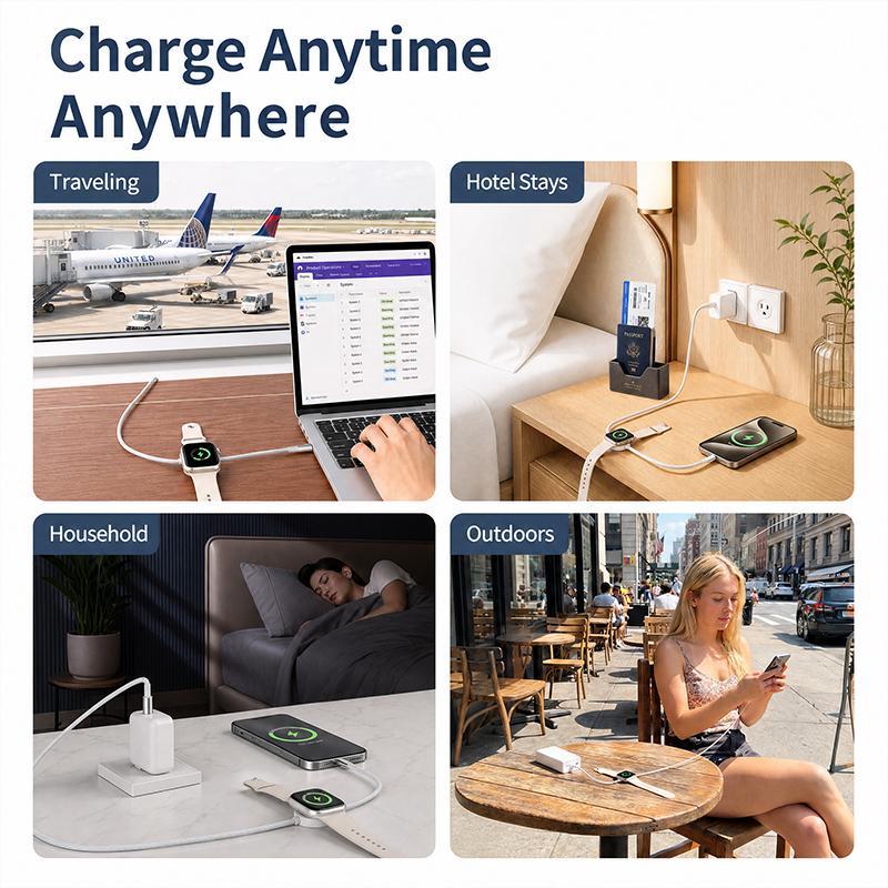 📱⌚ Snabbladdningskabel för flera enheter – Snap-On-laddare för klockor och USB-C-strömförsörjning