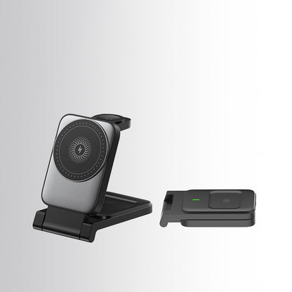 3-i-1 Vikbar Magnetisk Trådlös Laddare för Smartphone, Smartklocka & Hörlurar