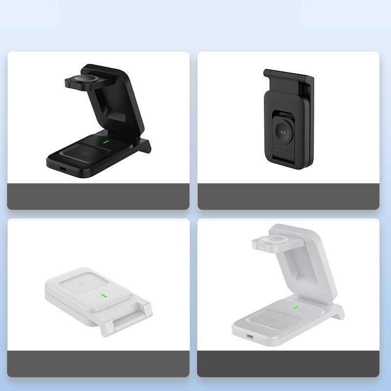 3-i-1 Vikbar Magnetisk Trådlös Laddare för Smartphone, Smartklocka & Hörlurar