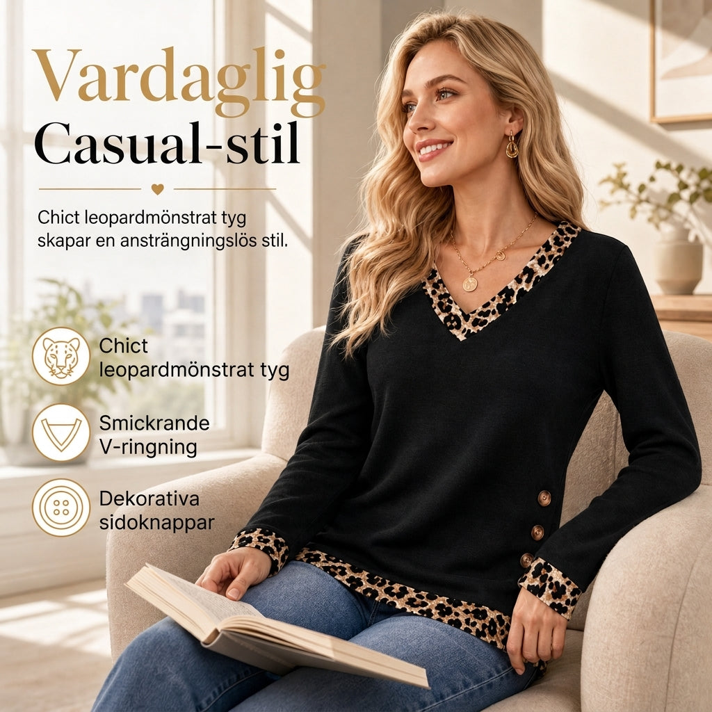📢🎉50 % rabatt!!!🛍️✨Långärmad stickad topp med V-ringning för damer