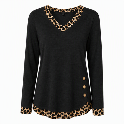 📢🎉50 % rabatt!!!🛍️✨Långärmad stickad topp med V-ringning för damer