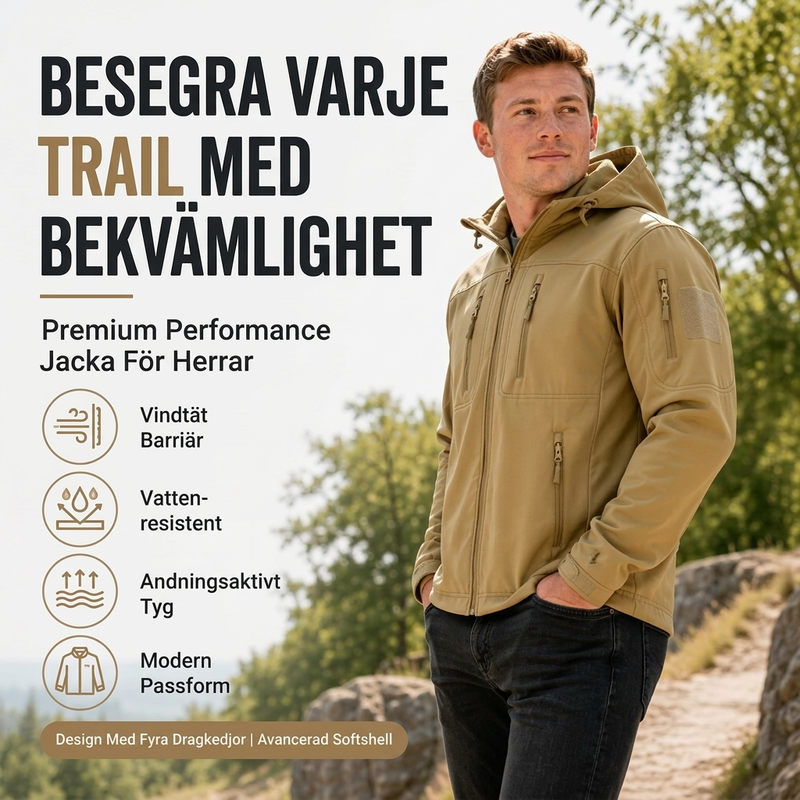 Värmande vindtät softshelljacka för herr