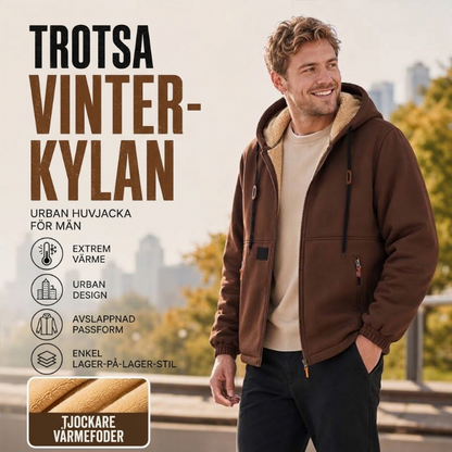 Varm herrjacka med mjukt sherpa-foder och huva