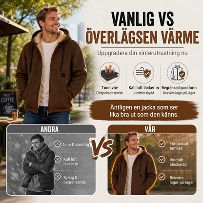 Varm herrjacka med mjukt sherpa-foder och huva