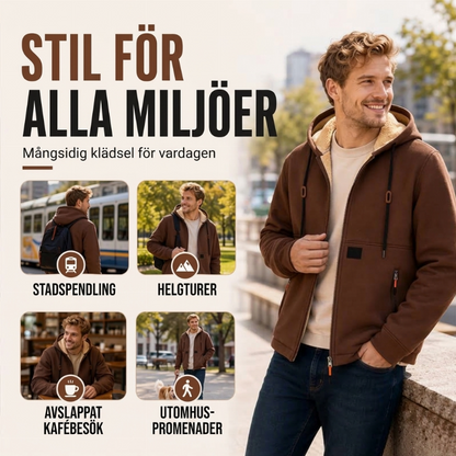 Varm herrjacka med mjukt sherpa-foder och huva