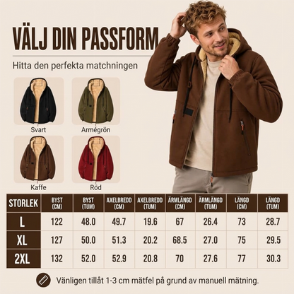 Varm herrjacka med mjukt sherpa-foder och huva