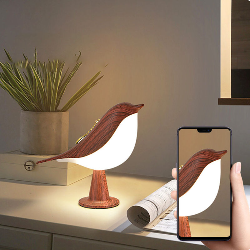 LED-bordslampa i fågeldesign med touchkontroll