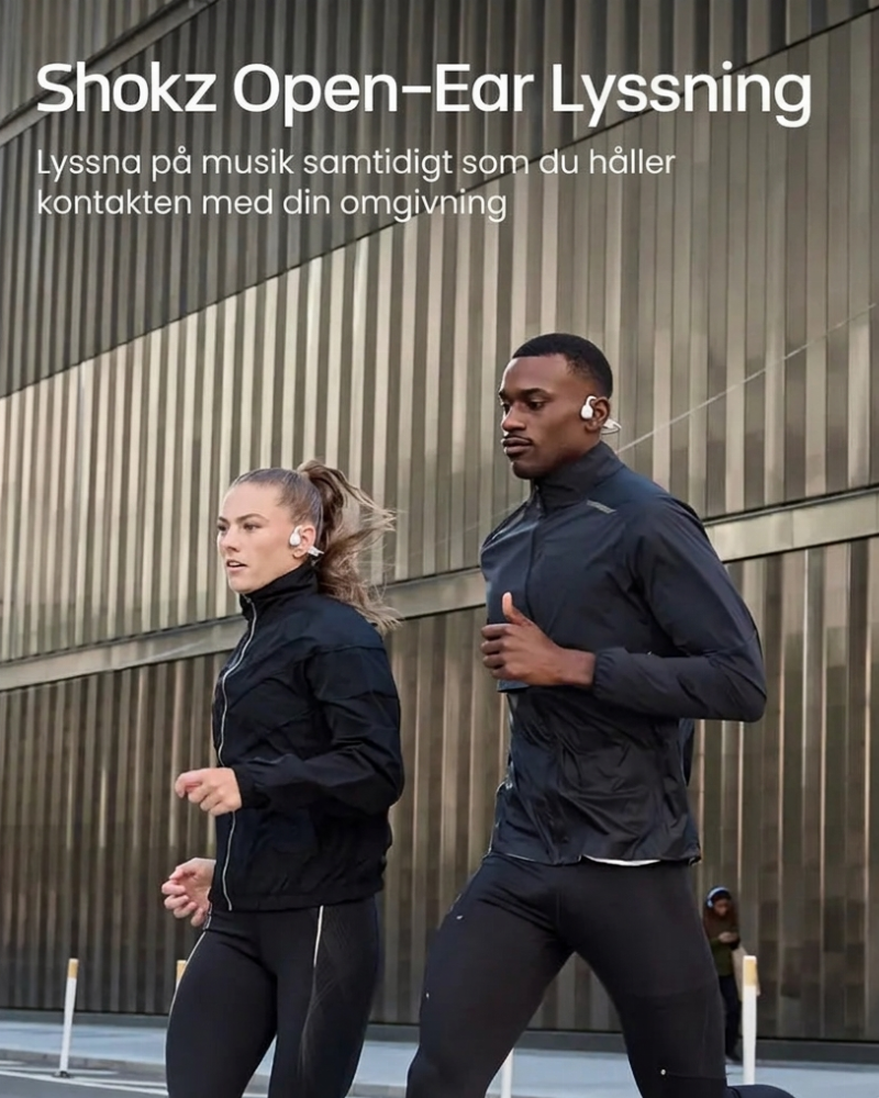 Högkvalitativa hörlurar - Öronöppna hörlurar med benteknik för benledning, svettbeständigt sportheadset för träning, djup basljud och smart mikrofon