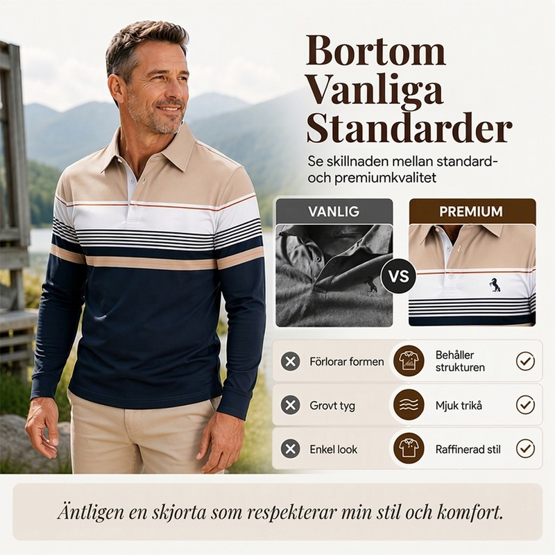 🔥 50 % rabatt! 🛍️✨Klassisk randig herrtröja med kontrastfärger