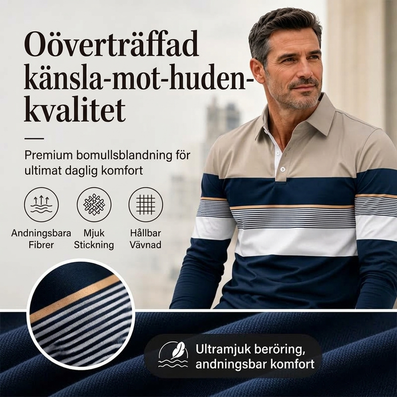 🔥 50 % rabatt! 🛍️✨Klassisk randig herrtröja med kontrastfärger