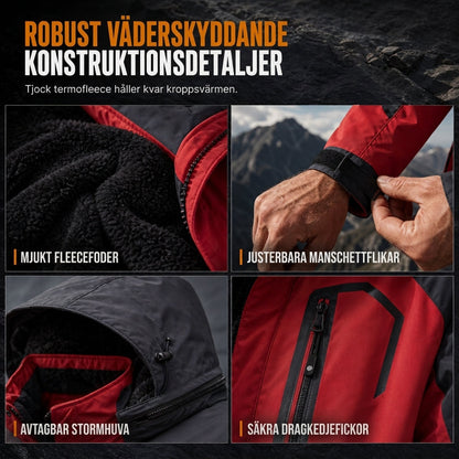 Varm och fleecefodrad vinterjacka för herr med huva – vindtät och i stora storlekar