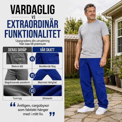 Lediga cargobyxor för herr med dragsko