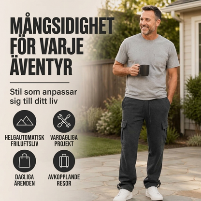 Lediga cargobyxor för herr med dragsko