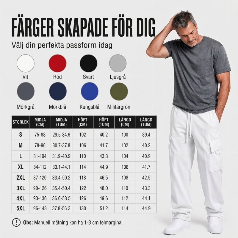 Lediga cargobyxor för herr med dragsko