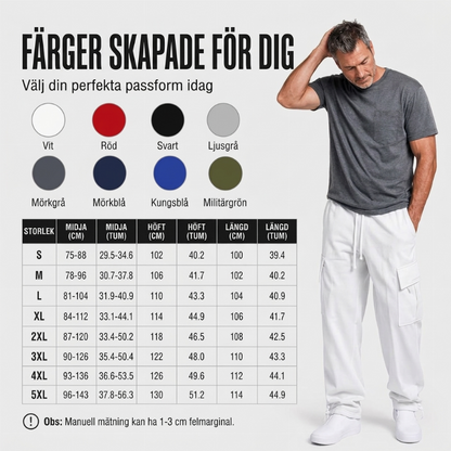 Lediga cargobyxor för herr med dragsko