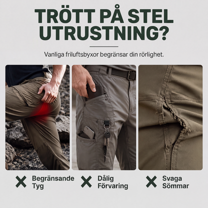 Fleecefodrade friluftsbyxor för herr med stretch och fickor