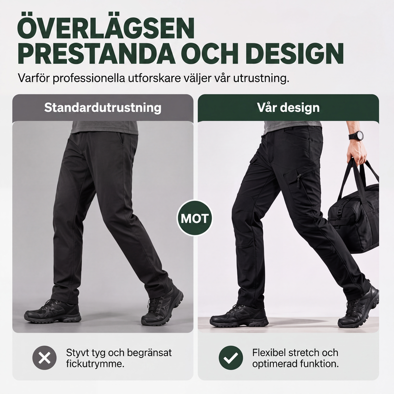 Fleecefodrade friluftsbyxor för herr med stretch och fickor