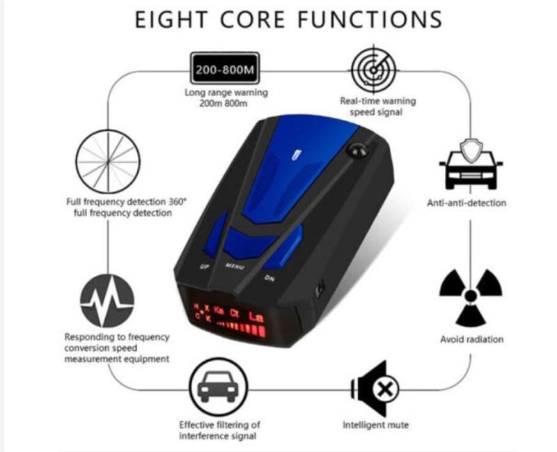 🚗💨 50 % rabatt just nu! Radar- och laservarnare för bil – Detektering av flera frekvensband, LED-display och röstvarning